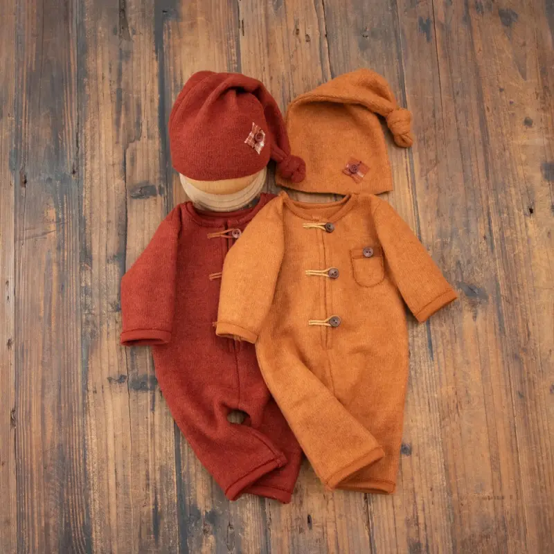 Baby Pumpkin Outfit Hat Set - Newborn Photography Fall Costume - Image 2